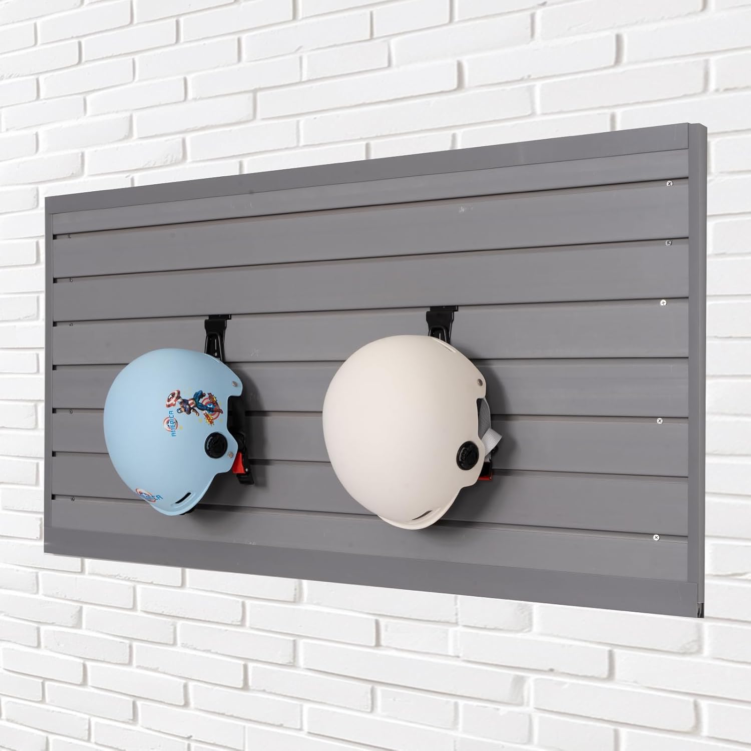 Slat Wall Paneling Garage Wall Organizer Slatwall Panels 4'x 2' Garage Slat Wall Storage Systems, Grey Slat Board PVC Wall Panels Slatwall Displays Garage Tool Organizer Wall Mount Ladder Bike Rack