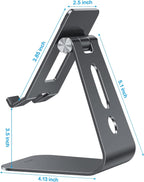 OMOTON Adjustable Tablet Stand for Desk, Upgraded Longer Arms for Greater Stability, T2 Tablet Holder with Hollow Design for Bigger Sized Phones and Tablets Such as iPad Pro/Air/Mini, Black