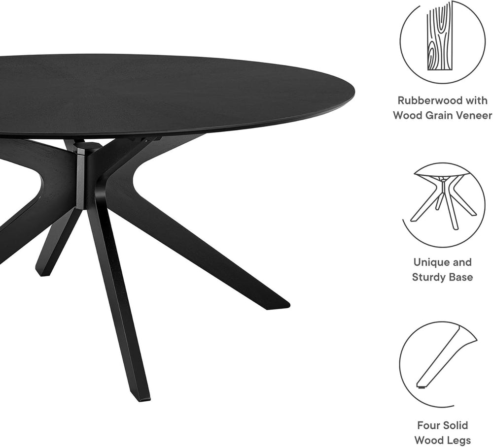 Modway Crossroads 63" Oval Wood Dining Table, Wood Veneer, Seats 6, Easy...
