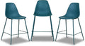 Poly & BARK Isla Bar Stools Set of 3 – Counter Height Bar Stool for Kitchen – Set of Counter Stools – Indoor/Outdoor Barstools – Modern Kitchen Bar Stools - Ocean Teal