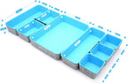 Welaxy Drawer organizers bins dividers storage trays shallow organizing box for office supplies makeup nightstand catchall key holder cozy room decor 8-piece (Baby blue)