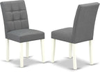 East West Furniture DOAS7-LWH-41 7 Piece Modern Dining Table Set Includes A Wood Table and 6 Platinum Gray Polyester Fabric Padded Chairs with Stylish Back- Linen White Finish