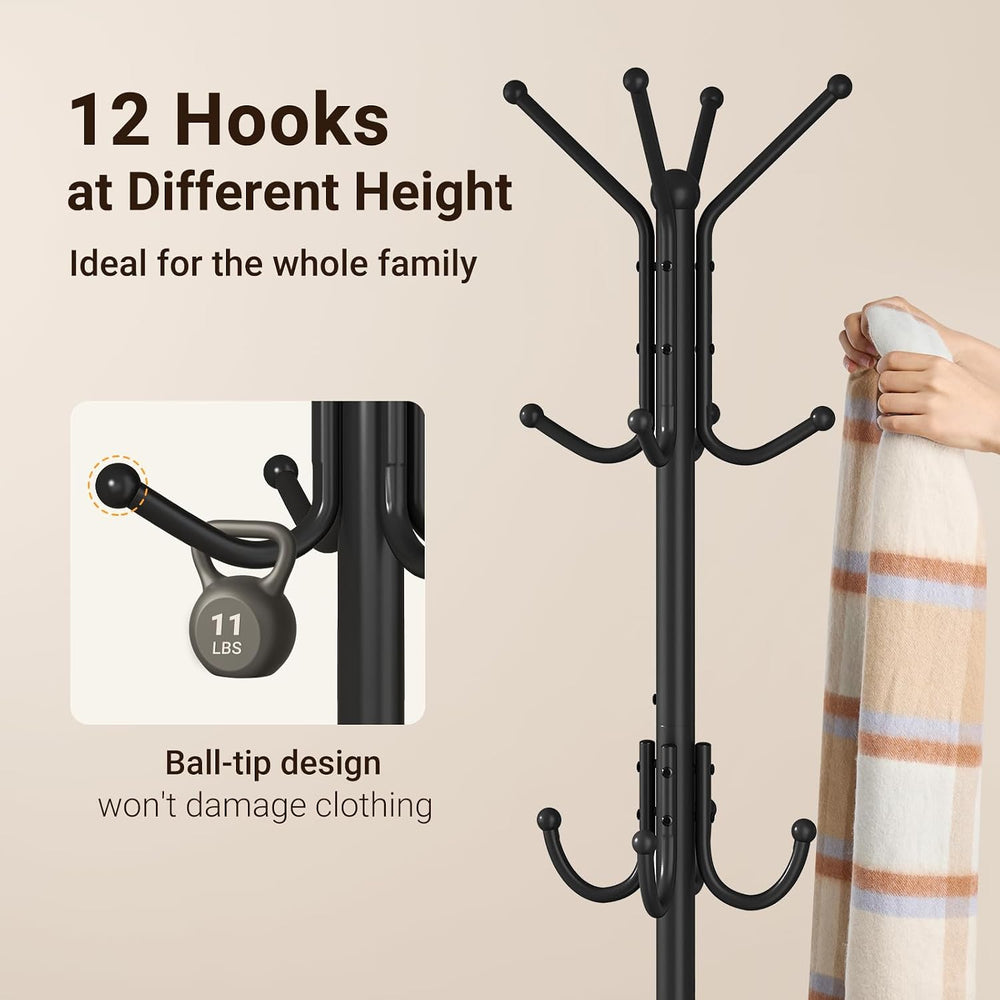 ELYKEN Coat Rack Freestanding, Metal Coat Rack with Umbrella Holder