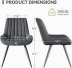 Modern Dining Chairs Set of 2,Upholstered Dining Room Chairs with Thick Cushions,Fabric Comfy Dining Chairs with Metal Legs for Dining Room Dark Grey