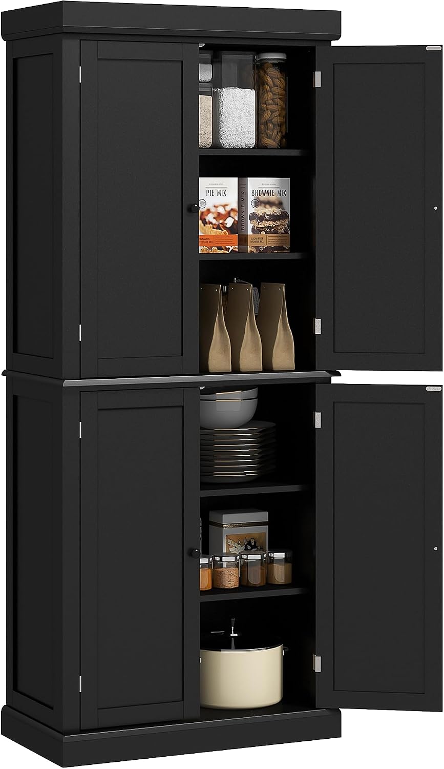 30" D*16" W*72.5" H Freestanding Kitchen Pantry with 4 Adjusta...