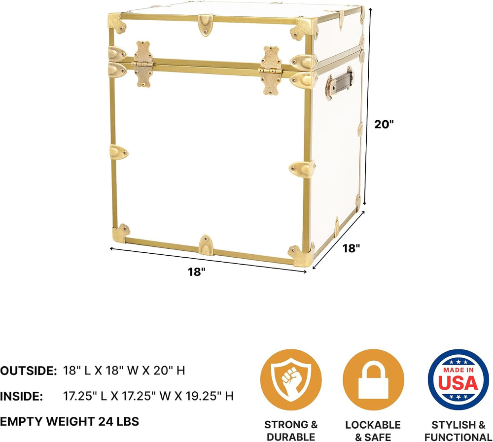 Rhino Classic College Dorm Cube Trunk, Antique Brass Storage Chest, Bench | 1...