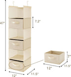 MAX Houser 6 Tier Shelf Hanging Closet Organizer, Closet Hanging Shelf with 2 Sturdy Hooks for Storage, Foldable (Beige-D3)