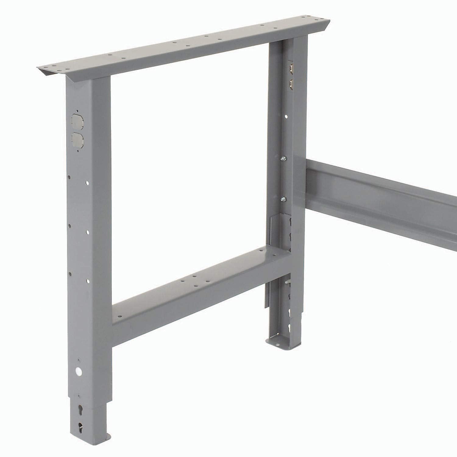 Global Industrial Adjustable Height Workbench C-Channel Leg, Maple Butcher Block Square Edge, 96"W x 36"D, Gray