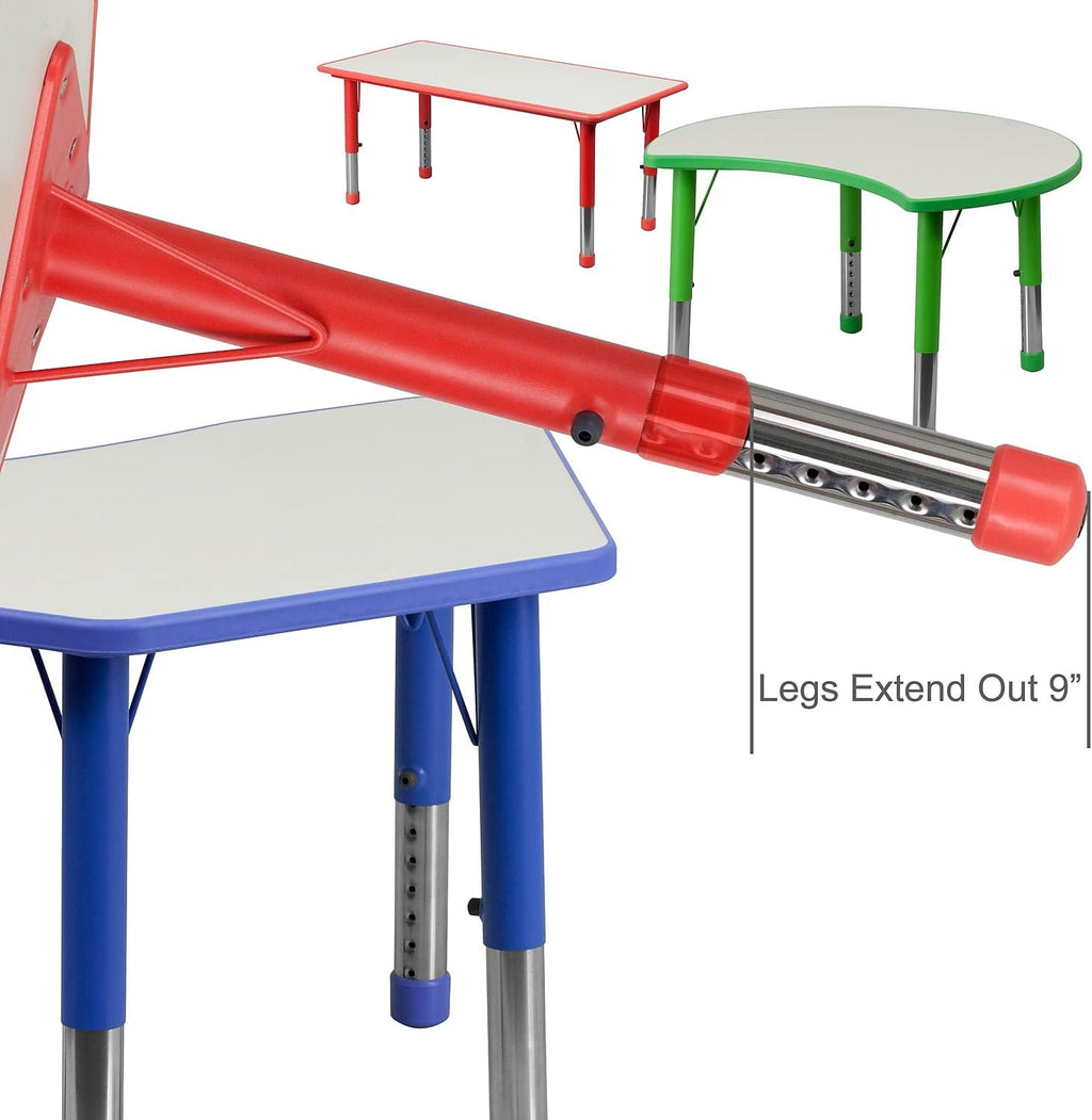 Flash Furniture 26.5x21.75 in Plastic Activity Table, Red/Gray | Table Only, Adjustable, Plastic, Durable Construction, Commercial Use
