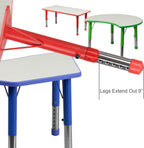 Flash Furniture 26.5x21.75 in Plastic Activity Table, Red/Gray | Table Only, Adjustable, Plastic, Durable Construction, Commercial Use