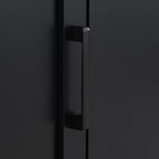 Modern 63'' Wide Hall Tree with 6 Hidden Hanging Hooks, Brown Wood Grain Minimalist Shoe Cabinet with Open Compartments, Entryway Coat Rack for Living Room Hallway (Black-4.23)