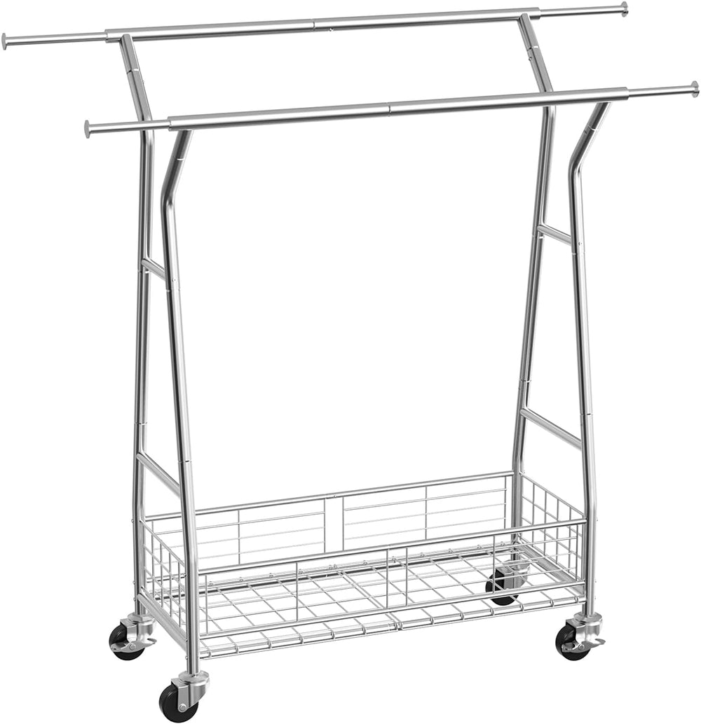 VEVOR Clothes Rack, Rolling Clothing Garment Rack, Extendable Carbon Steel Cl...