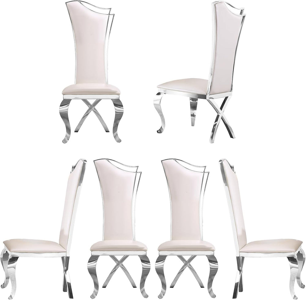 ACEDÉCOR Dining Chairs, White Faux Leather Dining Chairs Set of 6, Gorgeous S...