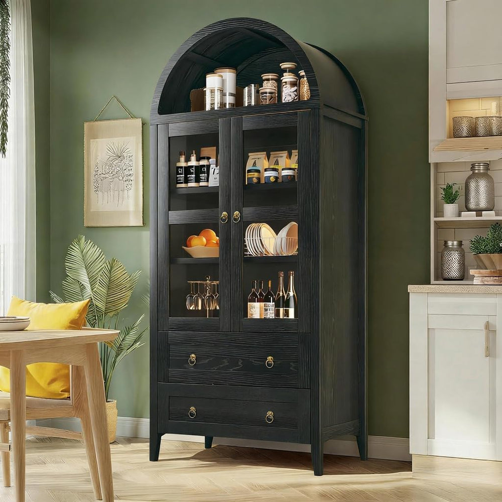 71" Tall Arched Kitchen Pantry, Pantry Cabinet, Kitchen Storage Cabinets...
