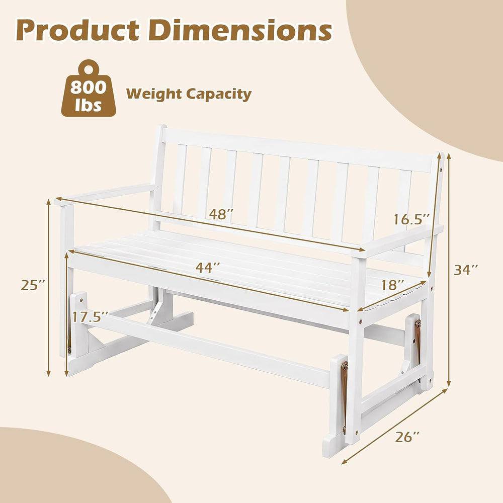 Tangkula 2-Person Patio Acacia Wood Glider Chair, 800 LBS | Armrests, Slatted...