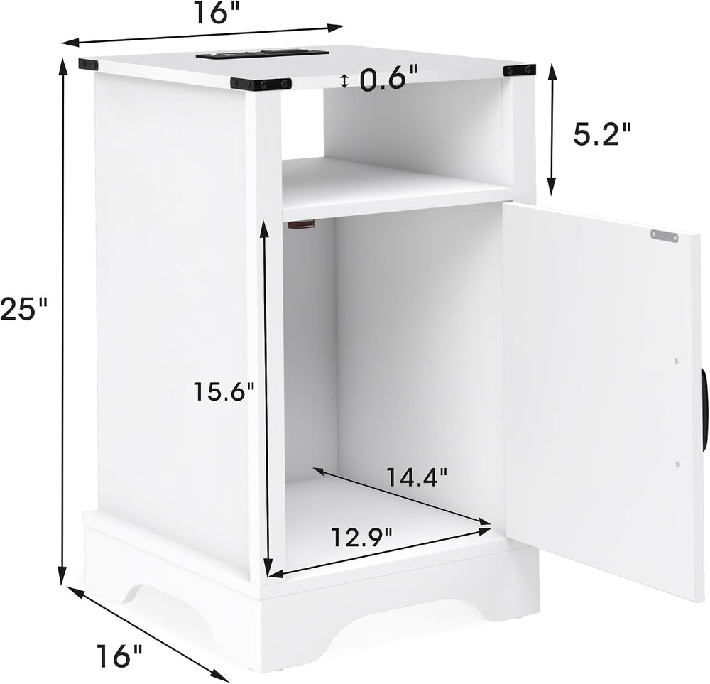 RoyalCraft Farmhouse Nightstand, White End Table for Bedroom | 25" Tall ...