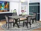 East West Furniture X697MZ650-5 5 Piece Dining Table Set for 4 Includes a Rectangle Kitchen Table with X-Legs and 4 Dark Gotham Grey Linen Fabric Parsons Chairs, 40x72 Inch, Multi-Color