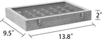 Frebeauty Velvet Jewelry Tray,35 Grid Jewelry Organizer with Clear Lid,Earring Holder Organizer Case with Clasp,Drawer Insert for Rings Studs,13.8 x 9.5 x 2 Inches,Gift for Women Girls(Grey)