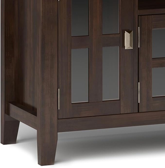 SIMPLIHOME Artisan TV Stand - 53 inch Wide Solid Wood Tall Media Console in Fog Grey, Contemporary Entertainment Center for Living Room for TVs up to 60 Inches with Drawers and Cable Management