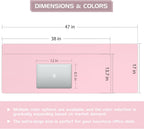 Aothia Leather Desk Pad Protector - Large Mouse Pad, Office Desk Mat, Non-Slip PU Leather Desk Blotter, Laptop Desk Pad, Waterproof Desk Writing Pad for Office and Home (Pink, 38" x 13.7")