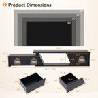 Verano Garden Extendable TV Stand with Led Lights, Wood TV Media Console with 2 Drawers & 1 Cabinet, Modern Entertainment Center Up to 90 Inch TV for Living Room Bedroom, 63" - 90.6" (Black)
