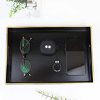 Spsyrine Black Bathroom Vanity Tray with Handles for Dresser Tops, Countertop, Perfume Decorative Tray, 11.8” * 7.87” *1.37”