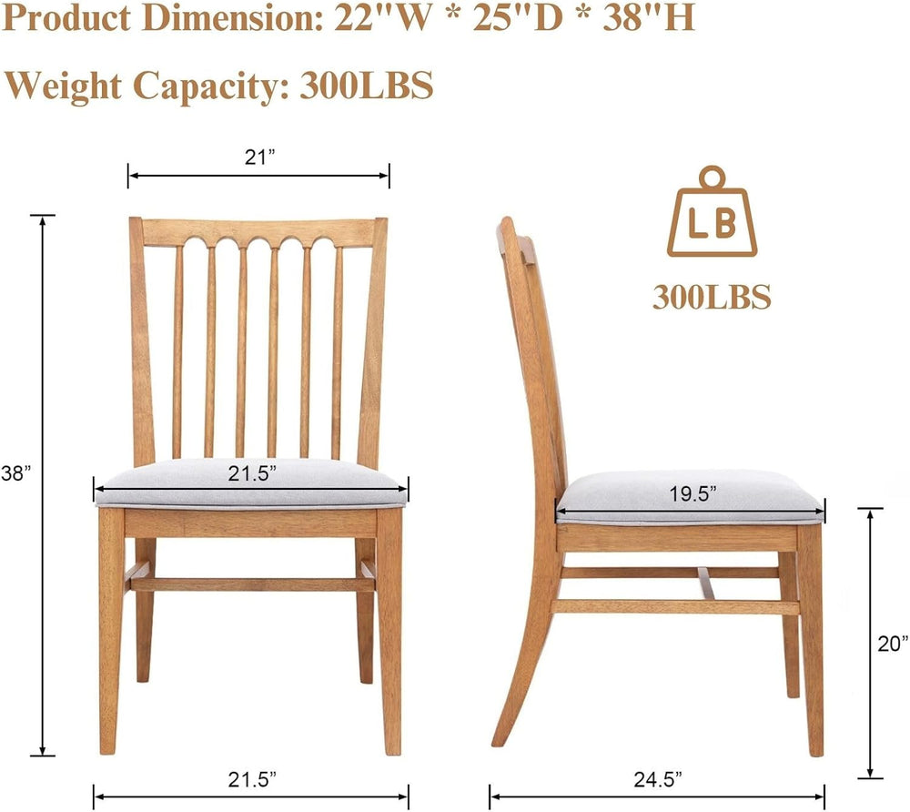 Wood Dining Chairs Set of 2, Upholstered Farmhouse Dining Room Chair, Chenill...