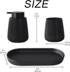 Matte Black Bathroom Accessory Set - 3pcs Ceramic Soap Dispenser Set Vanity Countertop Accessories Set, Includes Refillable Foaming Hand Soap Dispenser, Toothbrush Holder and Tray (Foam Pump)