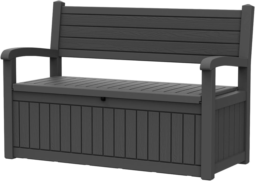 Outdoor Waterproof Storage Bench Deck Box with Armrests Lockable Storage Furn...