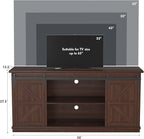 JUMMICO TV Stand for 65 Inch TV, Entertainment Center with Storage Cabinets and Sliding Barn Doors, Mid Century Modern Media TV Console Table for Living Room Bedroom (Brown)