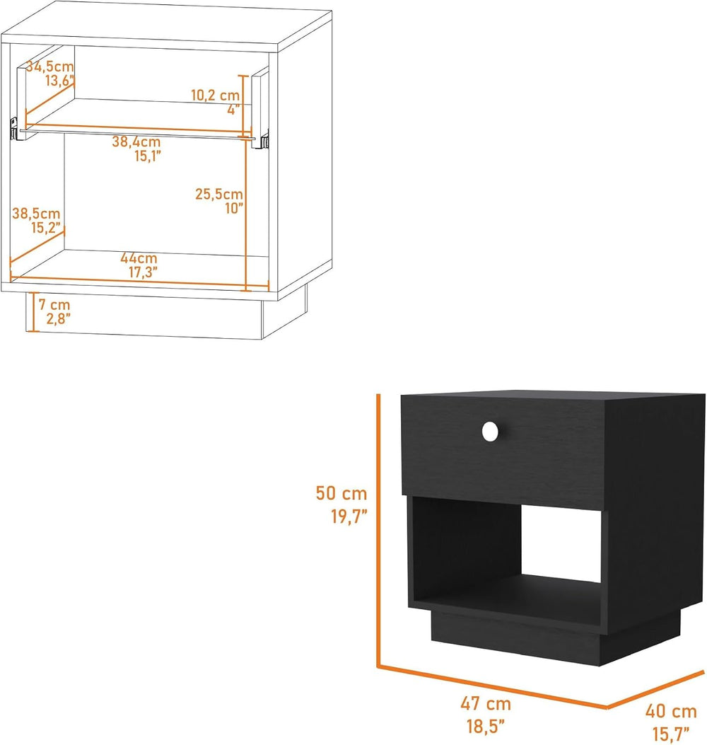 1 Drawer Nightstand, Storage Shelf,for Small Spaces
