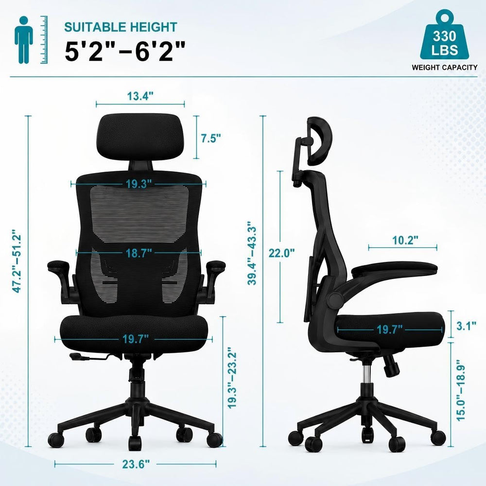 Ergonomic Office Chair, High Back Mesh Computer Chair with Molded Foam Cushio...