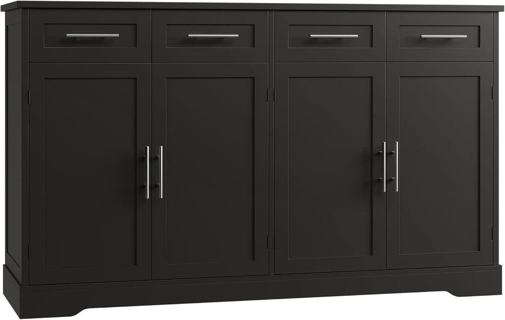 HOSTACK 60" W Sideboard Buffet Cabinet with Storage, Kitchen Cabinet, Black