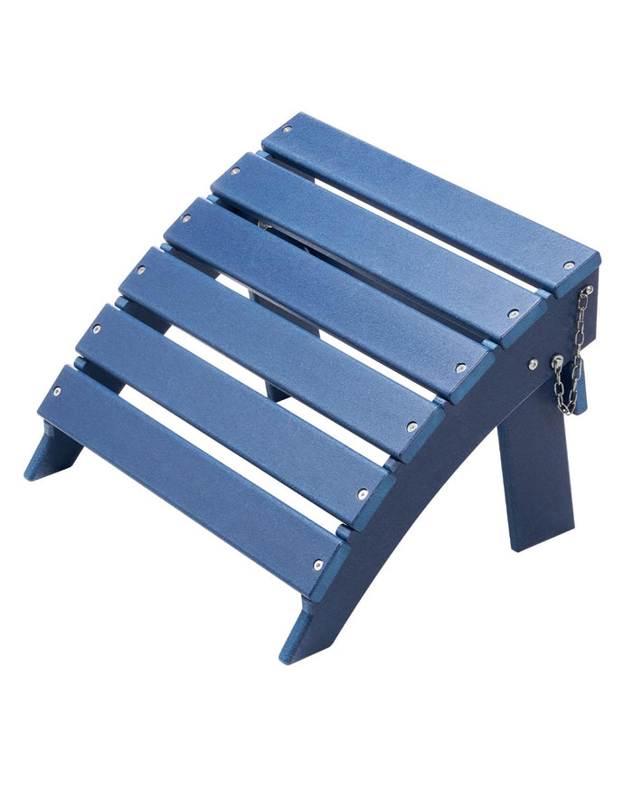 VEVOR Adirondack Ottoman, 15.7L x 18.9W x 13H Inch HDPE Plastic Folding Adirondack Ottoman, Weather-Resistant Foot Rest for Adirondack Chair, Widely Used for Outside Porch Pool Lawn Backyard, Blue