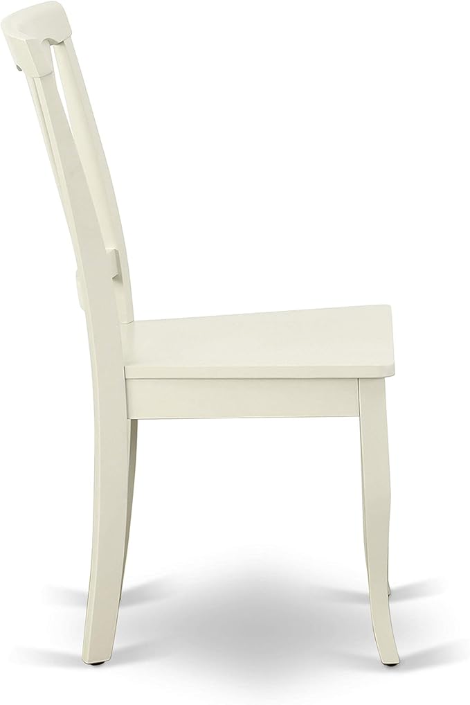 East West Furniture SUAV5-LWH-W 5 Piece Dining Table Set for 4 Includes a Round Kitchen Table with Dropleaf & Shelves and 4 Kitchen Dining Chairs, 42x42 Inch, Linen White