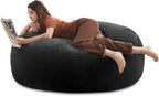 Big Bean Bag Chair 5Ft Memory Foam for Adults, Giant Lounge, Black | Memory Foam Filler, Removable Washable Flannel Cover, Big Bean Bag Lounge Reading Chair for Bedroom Living Room Adults