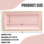 2 Pack Pink Bathroom Vanity Tray for Countertop with Beads, Small Plastic Toilet Tank Versatile Storage Organization Tray for Makeup, Perfume, Desk, Kitchen, Candles, 14"x7"x1", 36P
