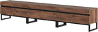 WAMPAT 3-in-1 Modern TV Stand for Up to 110 Inch TVs, Large Wood Entertainment Center Media Console with Storage Cabinets and Metal Base for Living Room, Brown