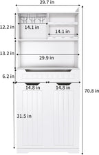 HRVEOCEI 71" Pantry Cabinets for Kitchen Storage, White Farmhouse Kitchen Hutch Cabinet with Open Shelving, Tall Freestanding Food Pantry & Pantries with Drawer for Dining Room (Cabinet)