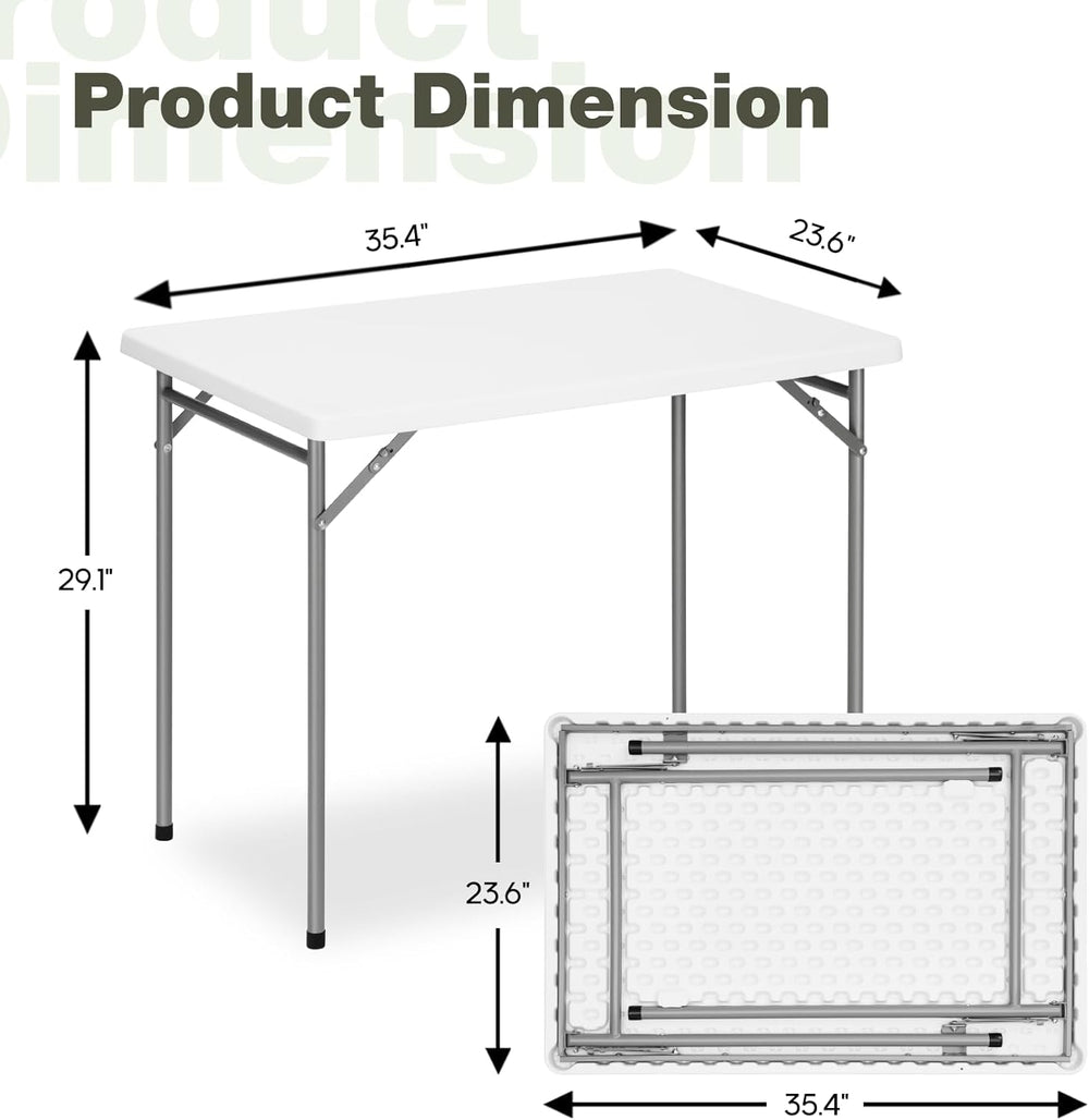 3ft Rectangular Folding Table for All-Occasion, Foldable Table with HDPE Tabl...