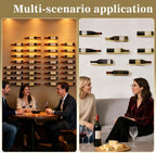 6-Shelf Metal Wall Mounted Wine Rack - Hanging Wine Bottle Holder Organizer for Kitchen, Bar, Home Storage - 6PCS Iron Wine Bottle Display Stand (6PCS-Gold)