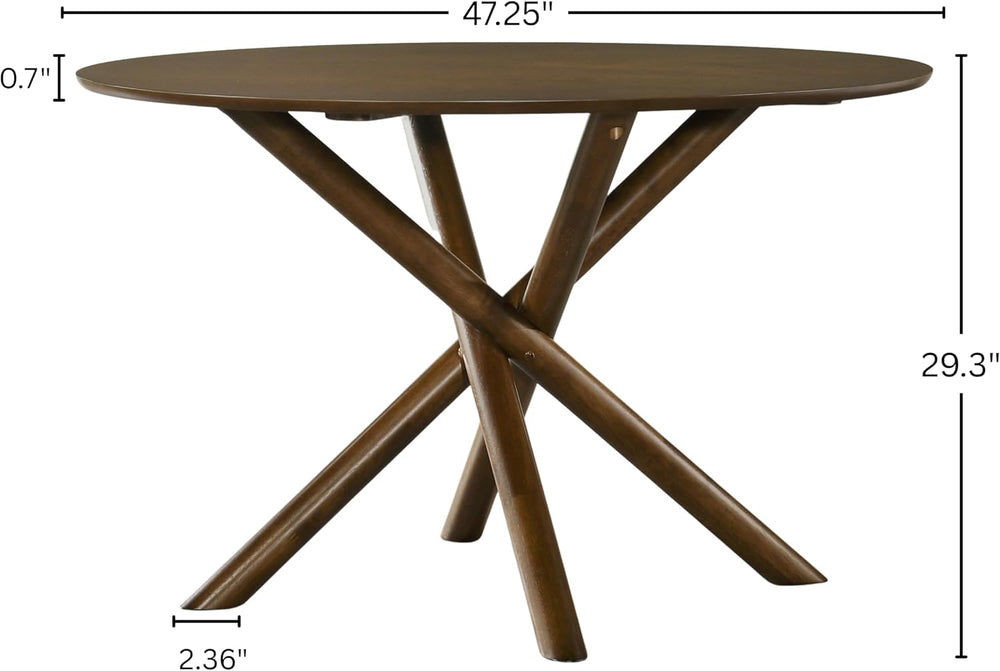 Roundhill Furniture Arnott Round Dining Table, Walnut Finish