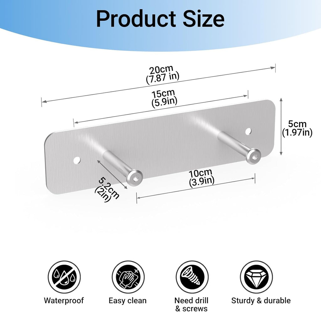 Ironing Board Holder Wall Mount, Ironing Board Hanger for Y or T Shaped, Laundry Rooms Stainless Steel Iron Board Hook with Adjustable Hooks