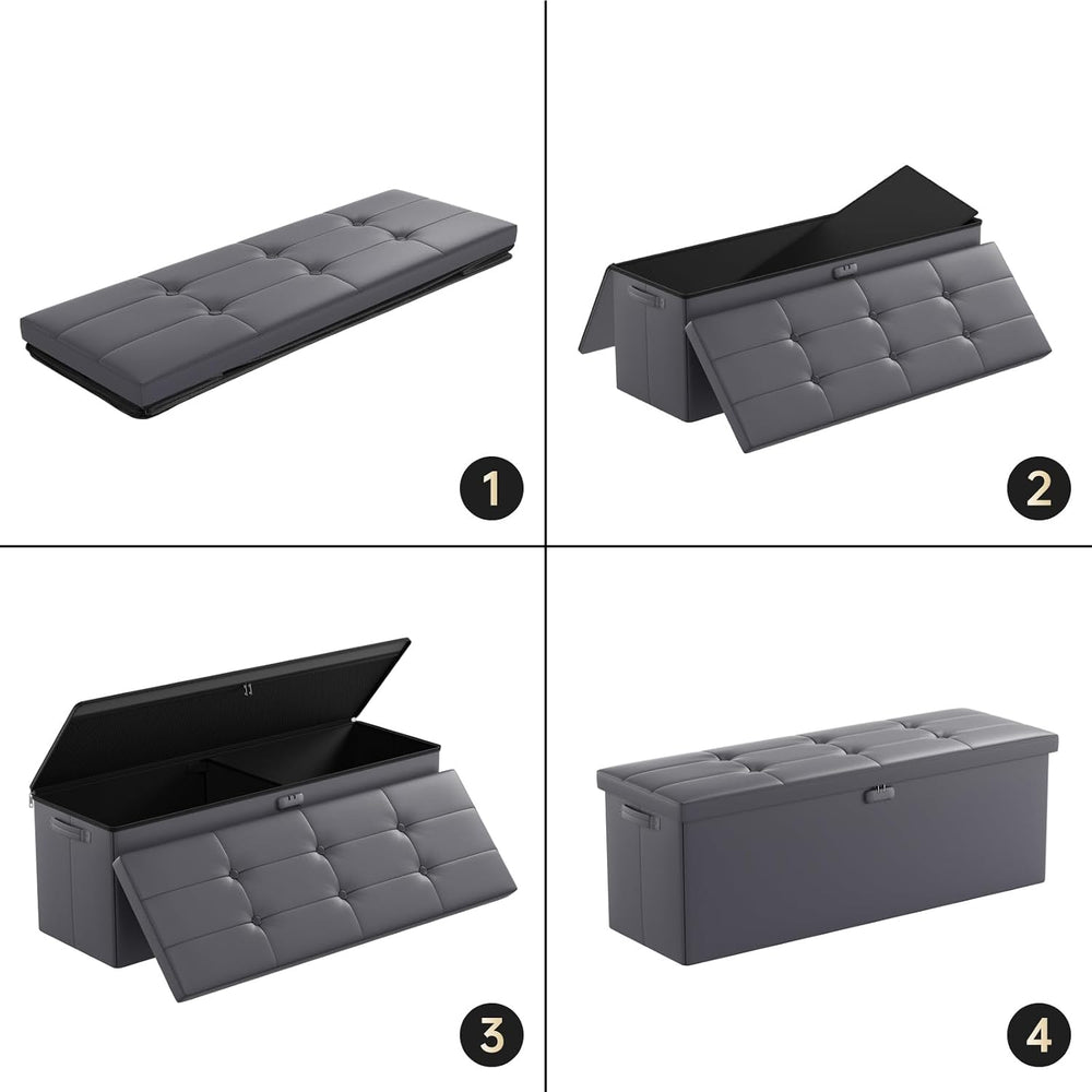 ENGPOW Storage Ottoman, Fireproof Folding Bench with Lock(15”x 43”x15”), Wate...