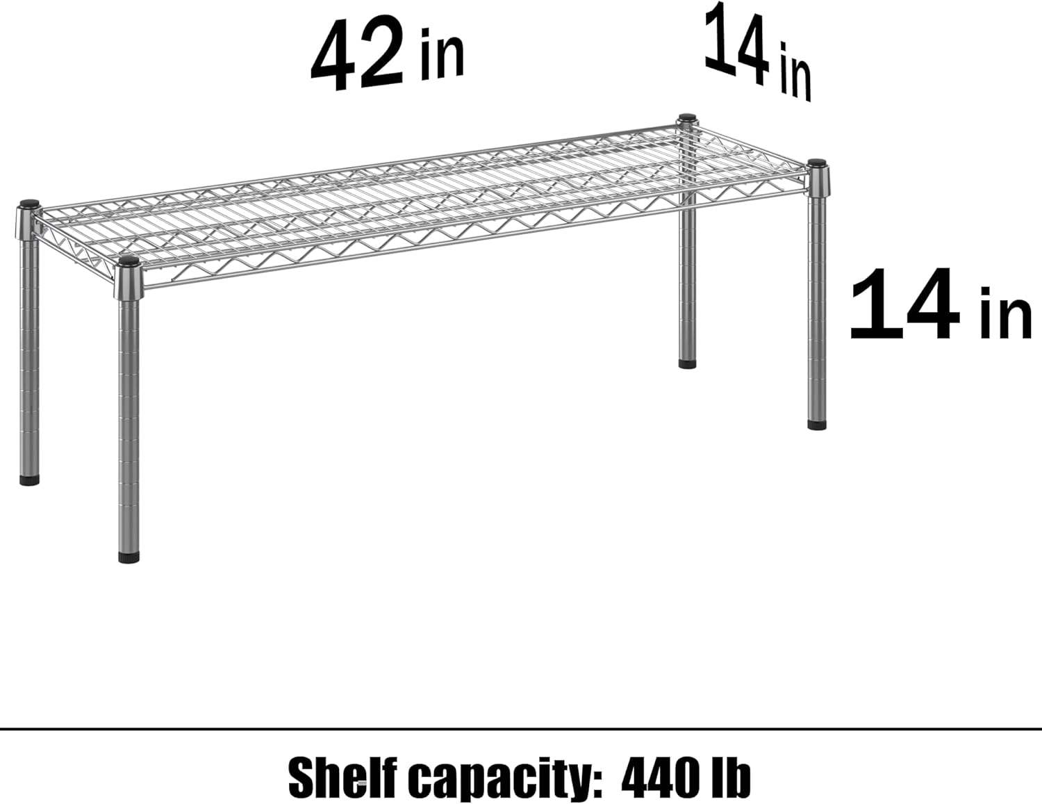 14" Deep x 42" Wide x 14" Height Wire Shelving Kit | 1-Tier | NSF Commercial Storage Rack Unit