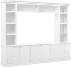 Marzzi Wall Unit TV Stand TVs up to 70", Modern Entertainment Center with 6 Doors Storage Cabinets, Bridge and Bookshelves, Large Media Console, Adjustable Shelves, Painted Finish