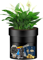 Sdstone Fireresistant Waterproof Flower Pot Diversion Safe with Key Lock,Stainless Steel Secret Hidden Safe,Perfect for Hiding The Valuables Inside (Black) Plants Not Include