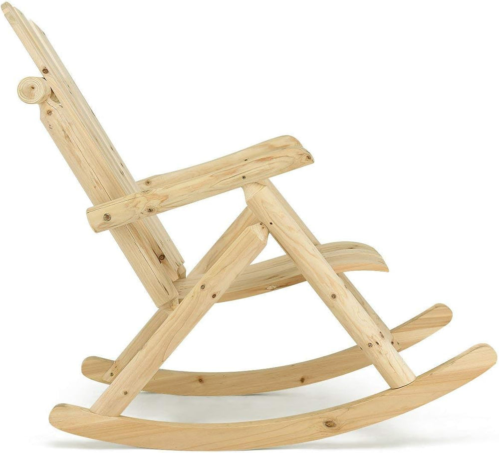 Casart Log Rocking Chair Wood Porch Rocker Lounge Patio Deck Balcony Furnitur...