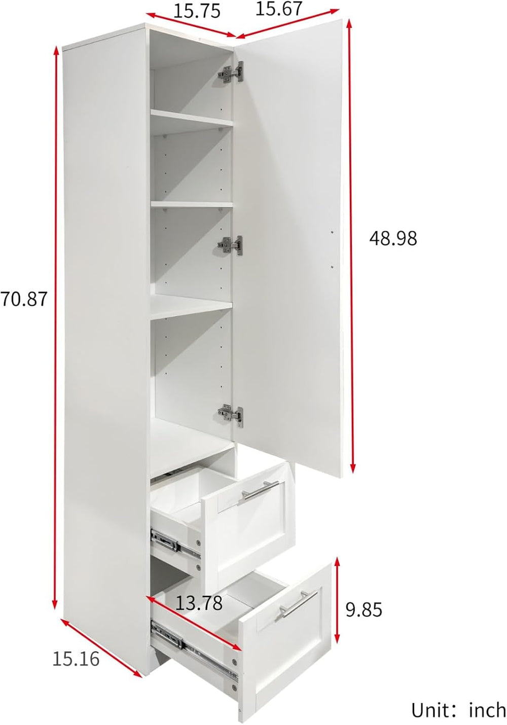 KEIKI Kitchen Pantry Storage Cabinet with Multi-Tier Shelf & Drawers, Spi...
