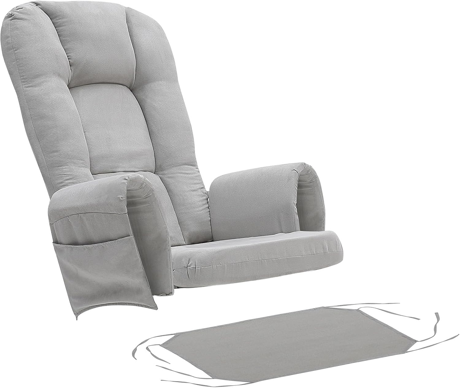 BECHAEO 5PCS Suede Glider Rocker Replacement Cushions with Ottoman Cover Thicken Soft Rocking Chair Cushion Set for Indoor Nursery Glider Rocking Chair, Light Gray | Thicken Soft Rocking Chair Cushion Set, for Indoor Nursery Glider Rocking Chair